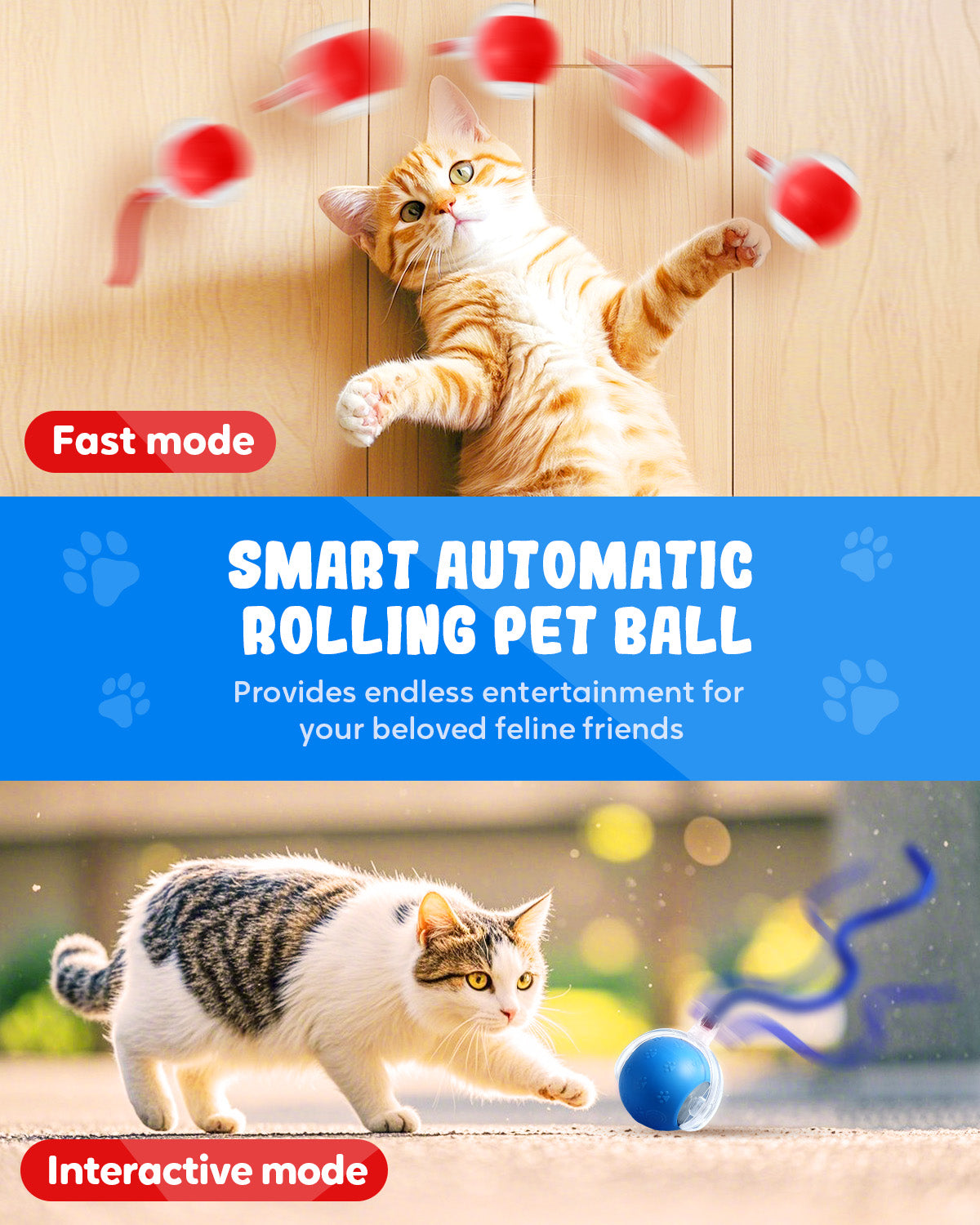 Upgraded Interactive Electric Rolling Ball with Teasing Tail