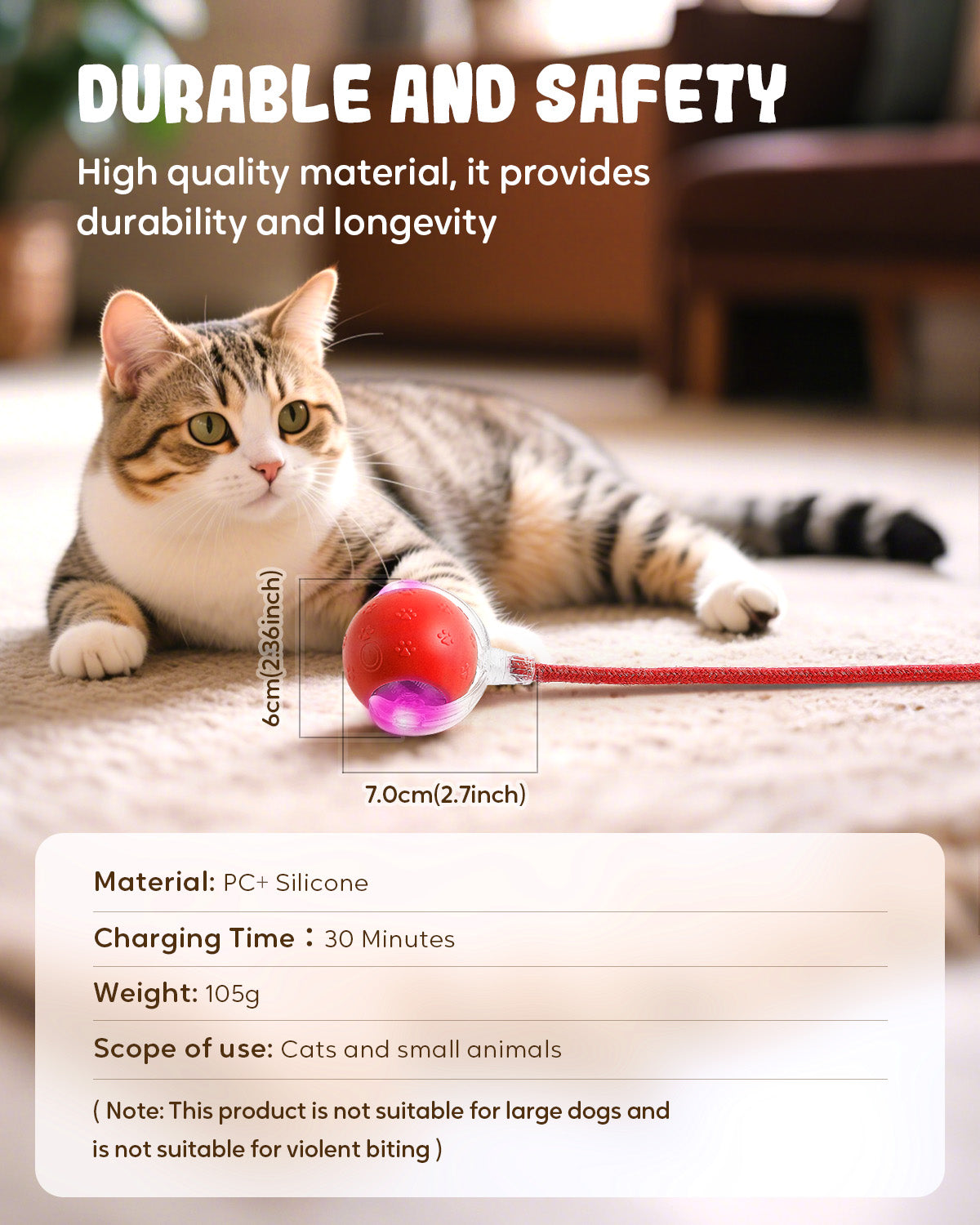 Upgraded Interactive Electric Rolling Ball with Teasing Tail