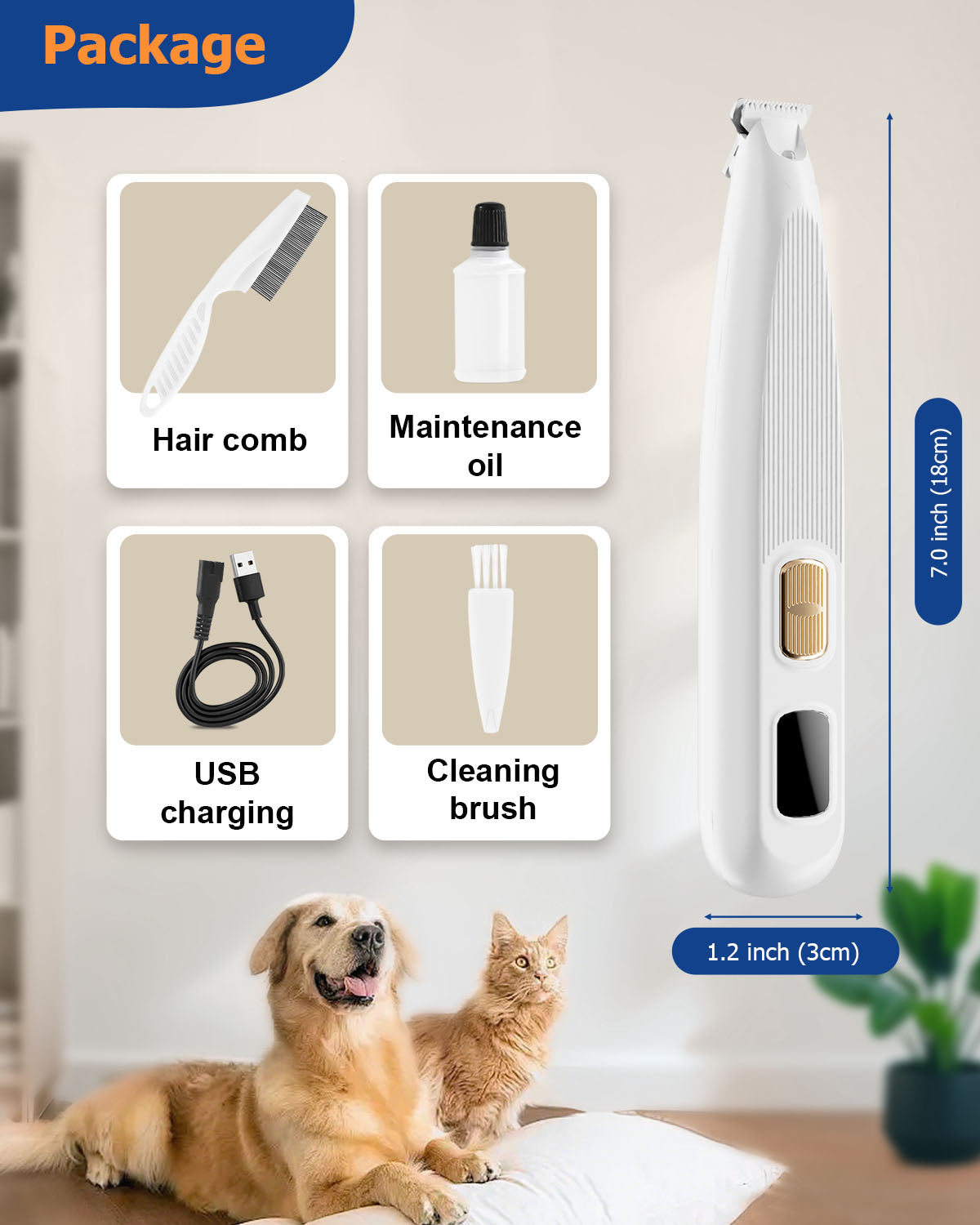 35dB Low Noise Precision Pet Paw Trimmer for Dogs Cats Grooming Clippers