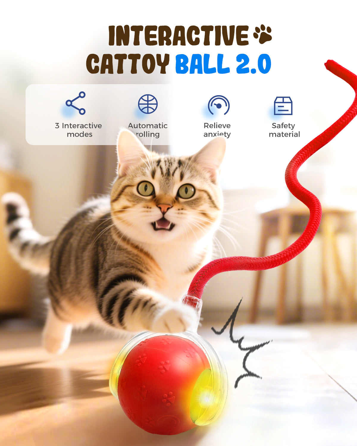 Upgraded Interactive Electric Rolling Ball with Teasing Tail